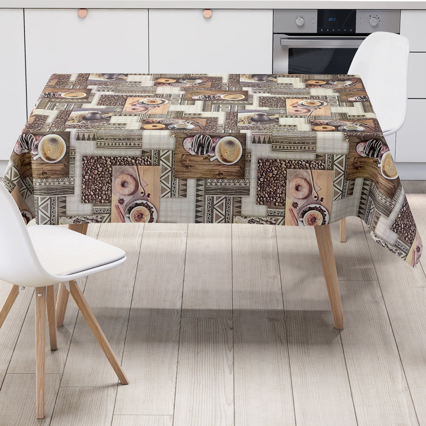 Wachstuchtischdecke Kaffee Küche Bohnen Donuts