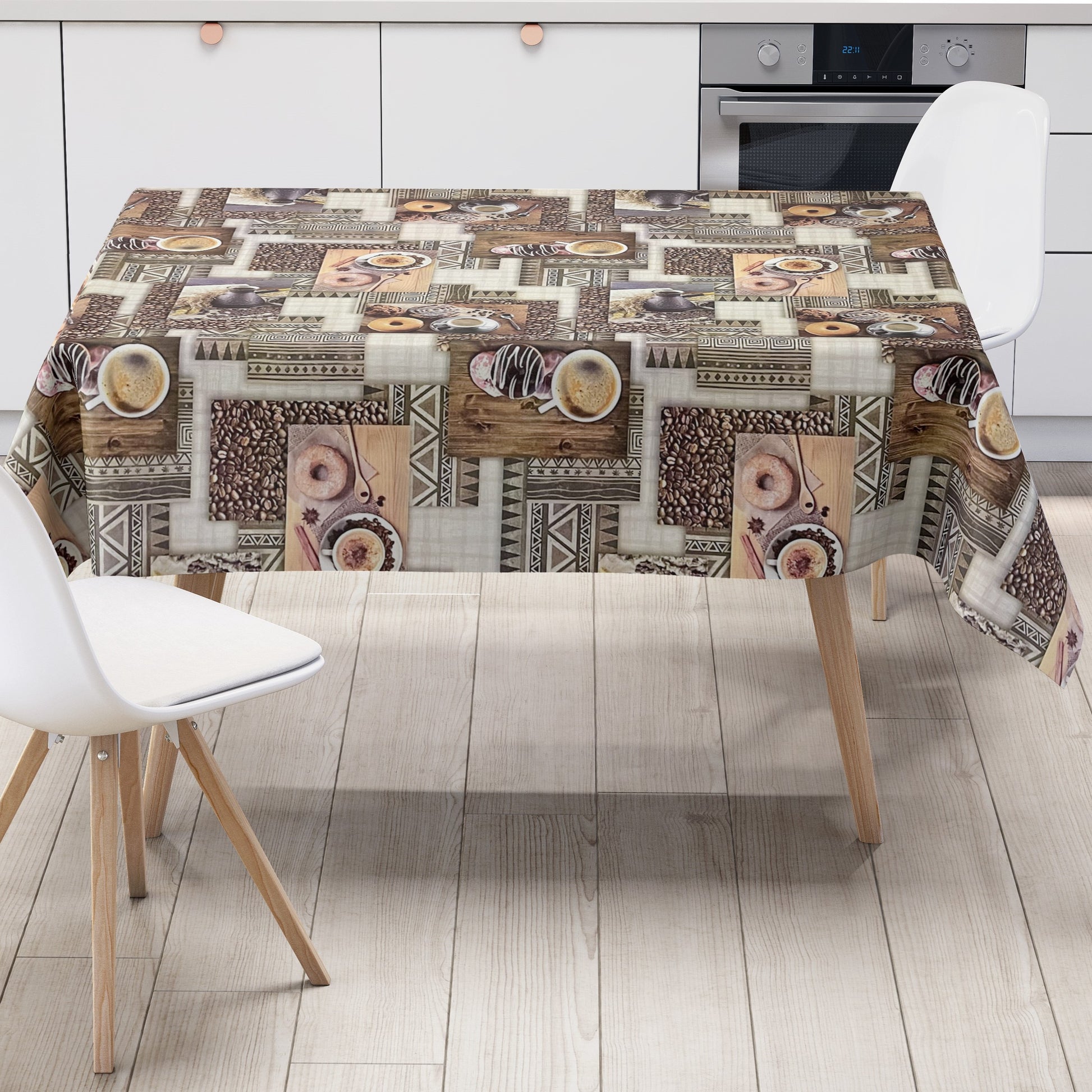 Wachstuchtischdecke Kaffee Küche Bohnen Donuts