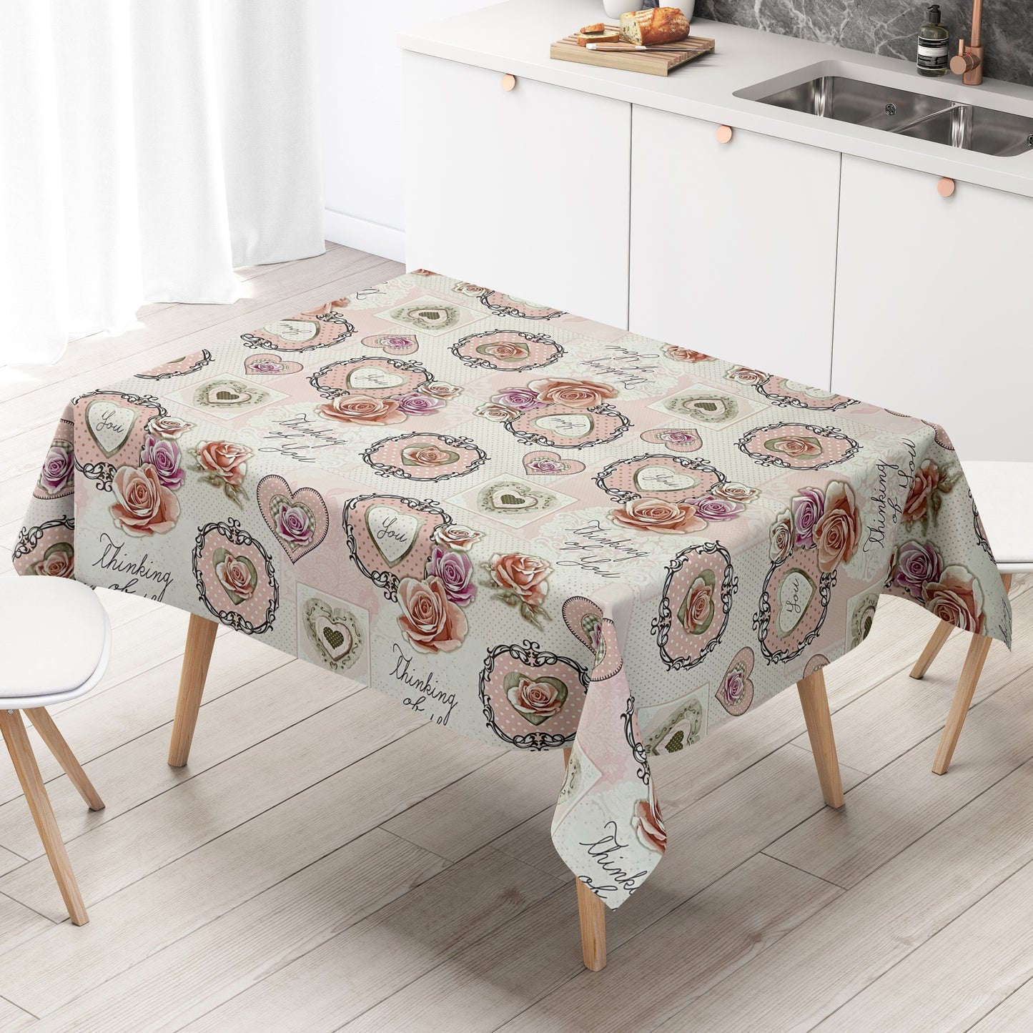 Wachstuchtischdecke Wachstuchtischdecke rosa Rosen Blüten Love