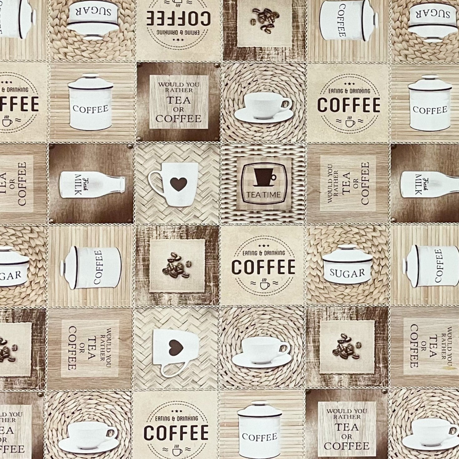 abwaschbare PVC Tischdecke Kücke Kaffee Zucker Tee