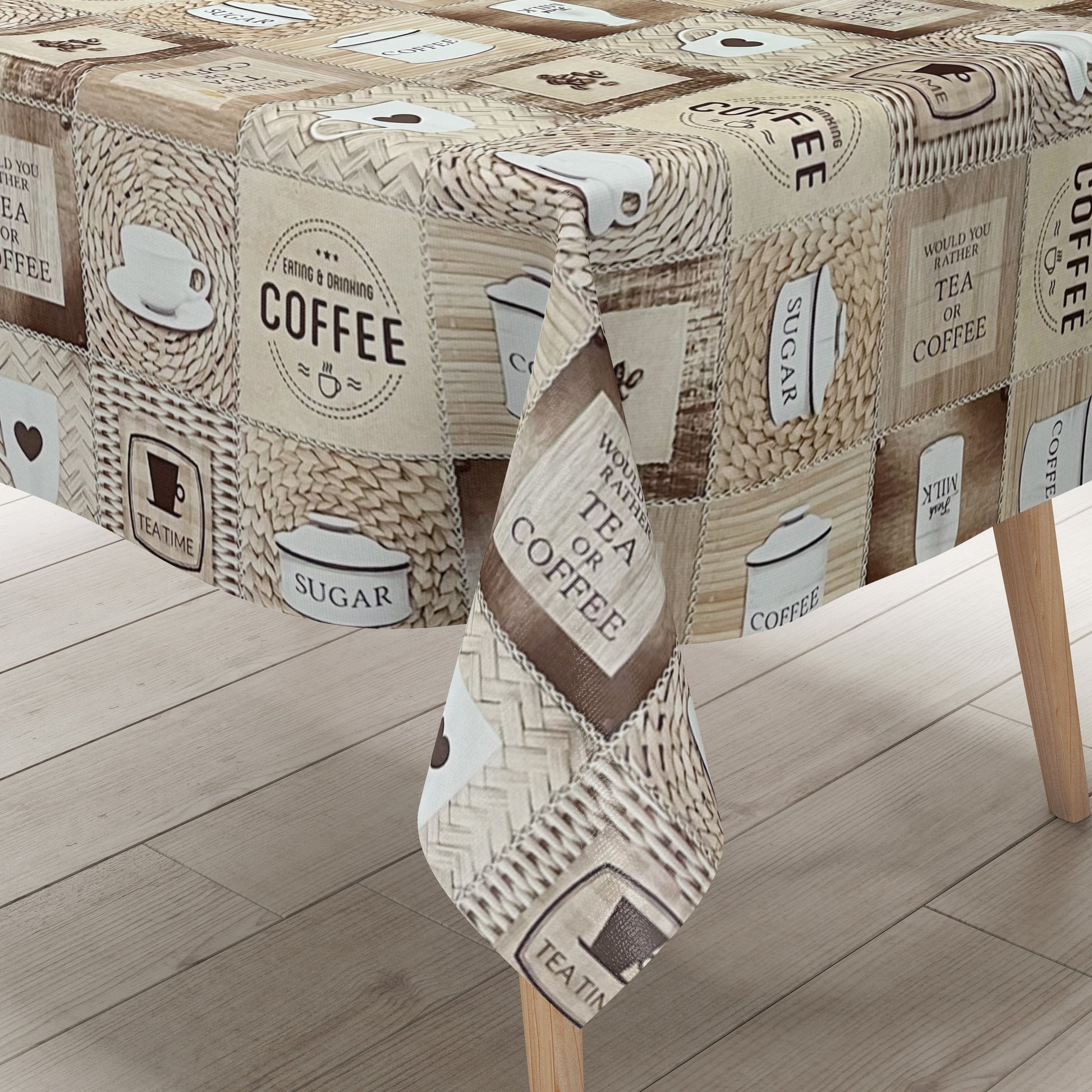 abwaschbare PVC Tischdecke Kücke Kaffee Zucker Tee