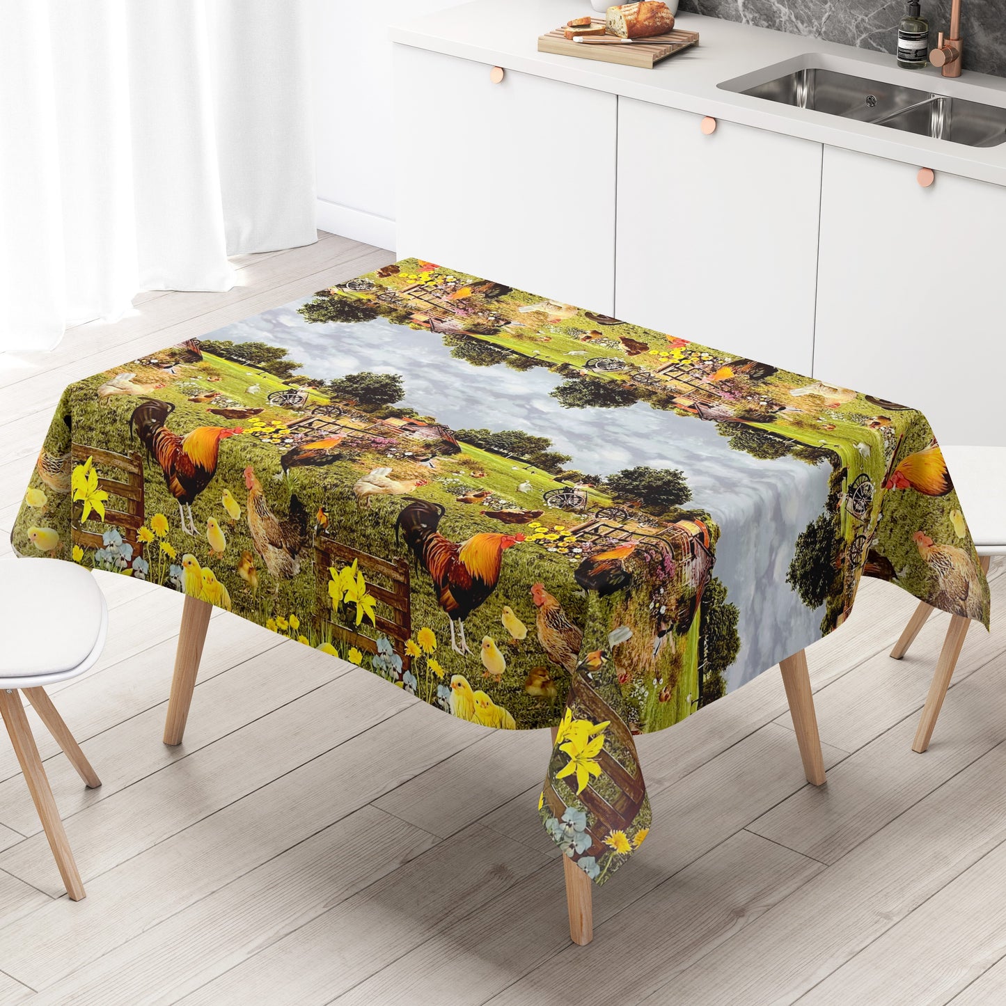 Wachstuchtischdecke Bauernhof Wachstuch PVC Hahn