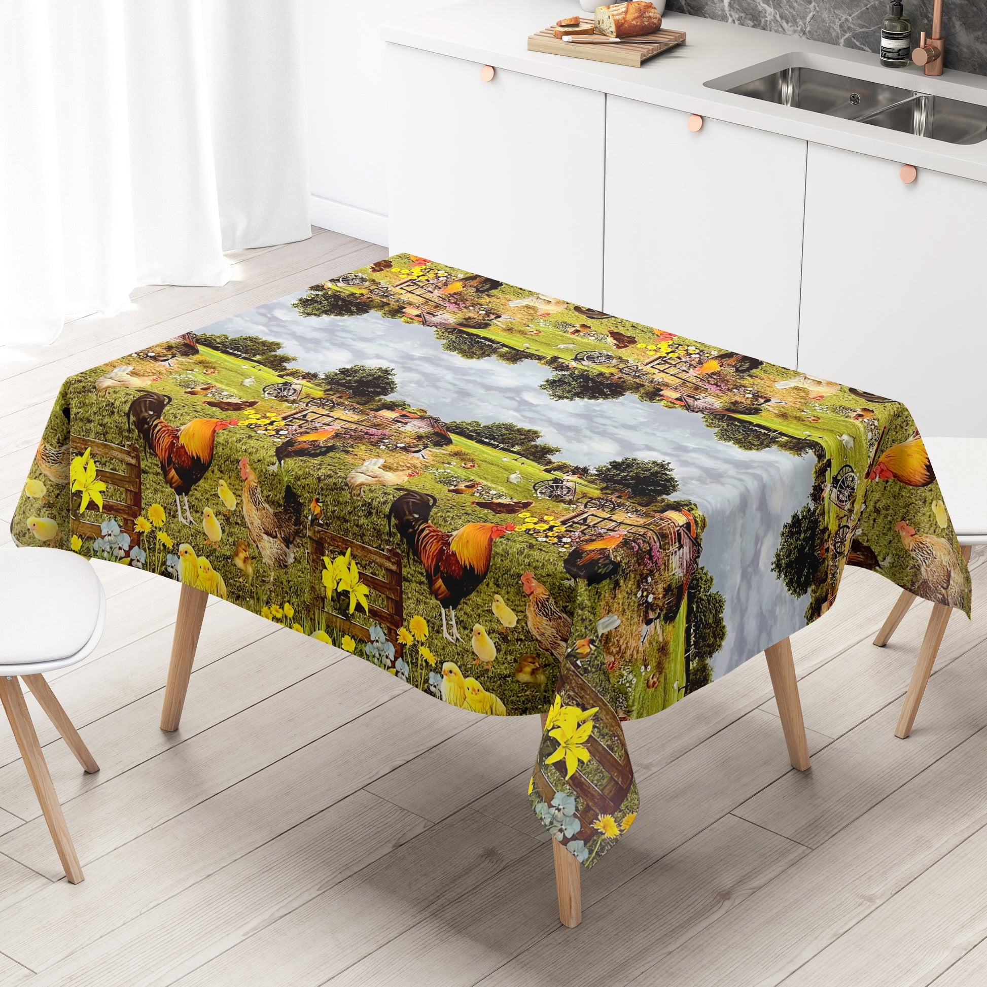 Wachstuchtischdecke Bauernhof Wachstuch PVC Hahn