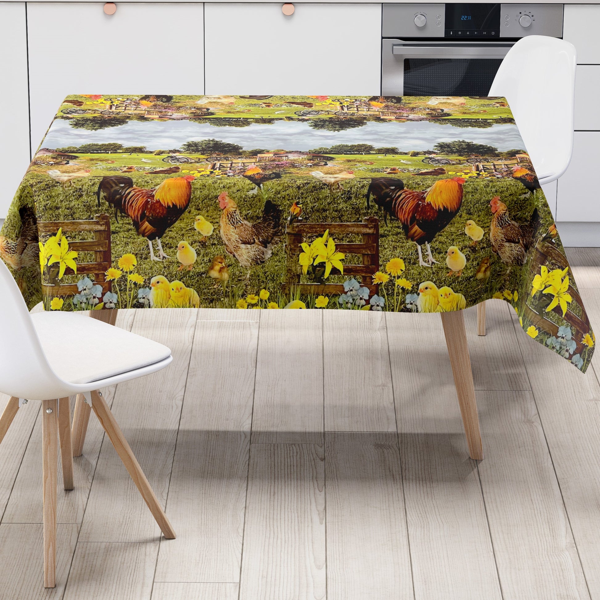 Wachstuchtischdecke Bauernhof Wachstuch PVC Hahn