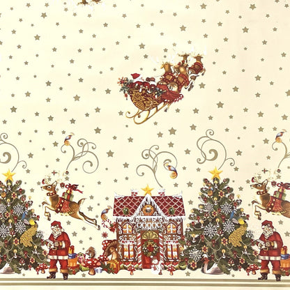 KEVKUS nappe toile cirée Noël K23A bordure beige motif Père Noël carrée ronde ovale