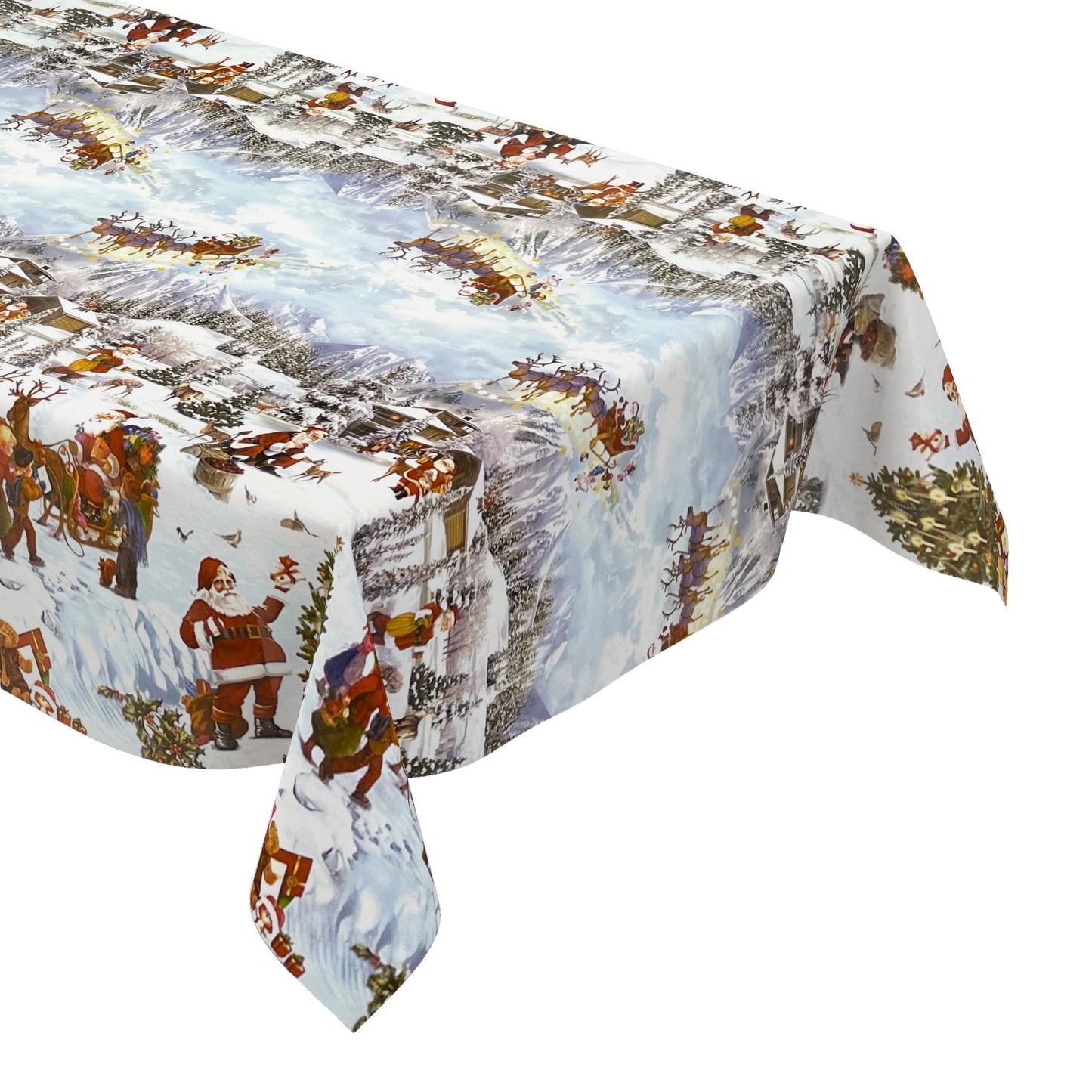 Nappe en toile cirée KEVKUS Noël K25A motif bordure hiver village carré rond ovale