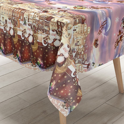 Nappe en toile cirée KEVKUS Noël K25B motif bordure hiver village carré rond ovale