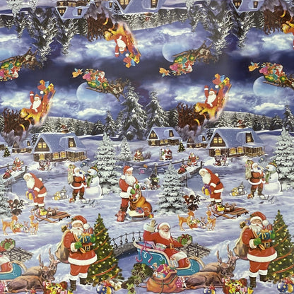 Nappe en toile cirée KEVKUS Noël K25C motif bordure hiver village carré rond ovale