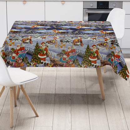 Nappe en toile cirée KEVKUS Noël K25C motif bordure hiver village carré rond ovale