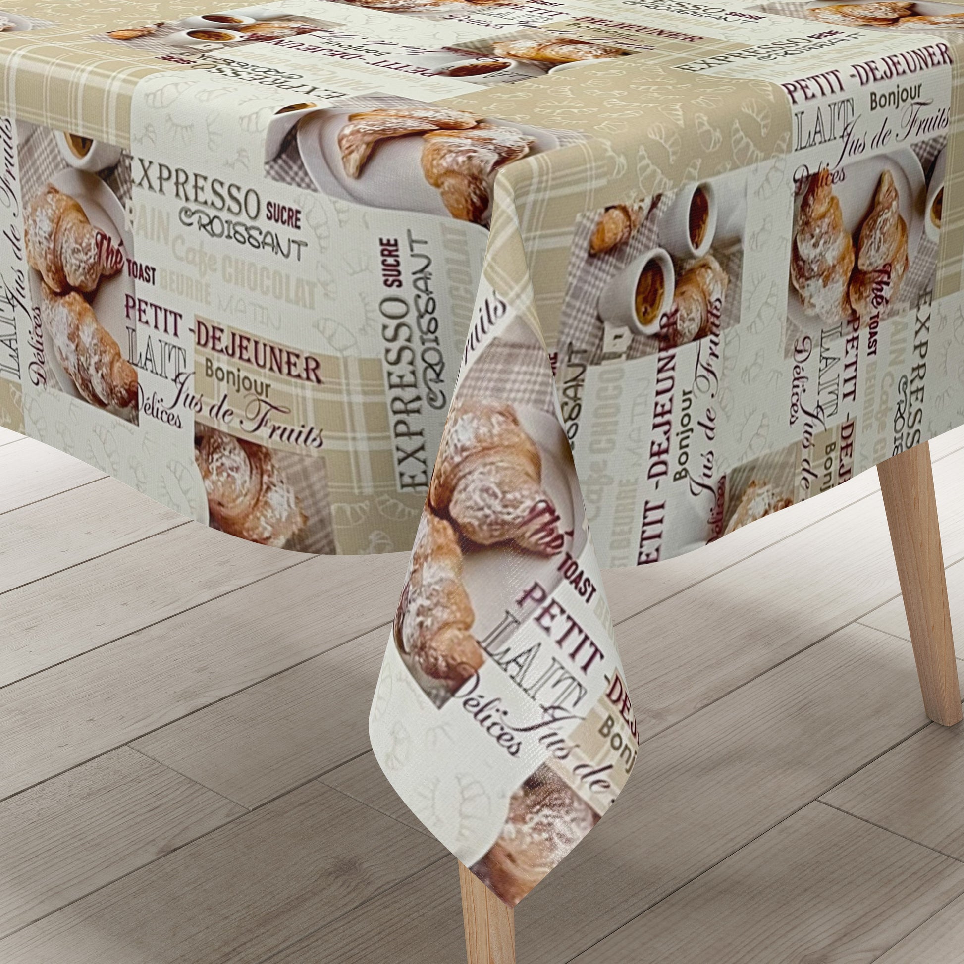 Wachstuchtischdecke Küche Kaffeemotiv beige