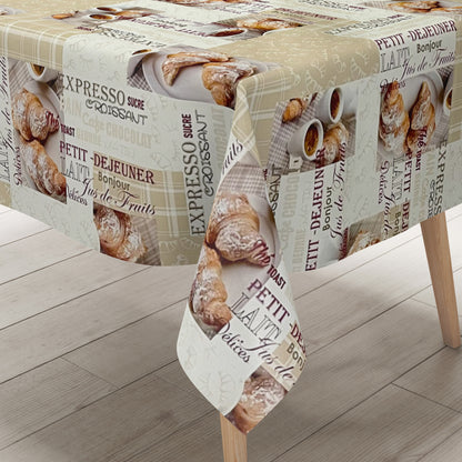 Wachstuchtischdecke Küche Kaffeemotiv beige