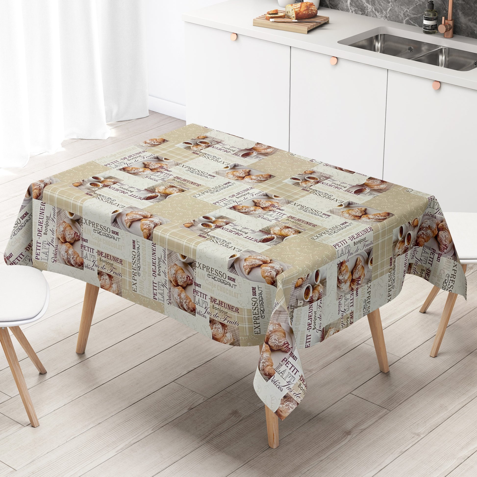 Wachstuchtischdecke Küche Kaffeemotiv beige
