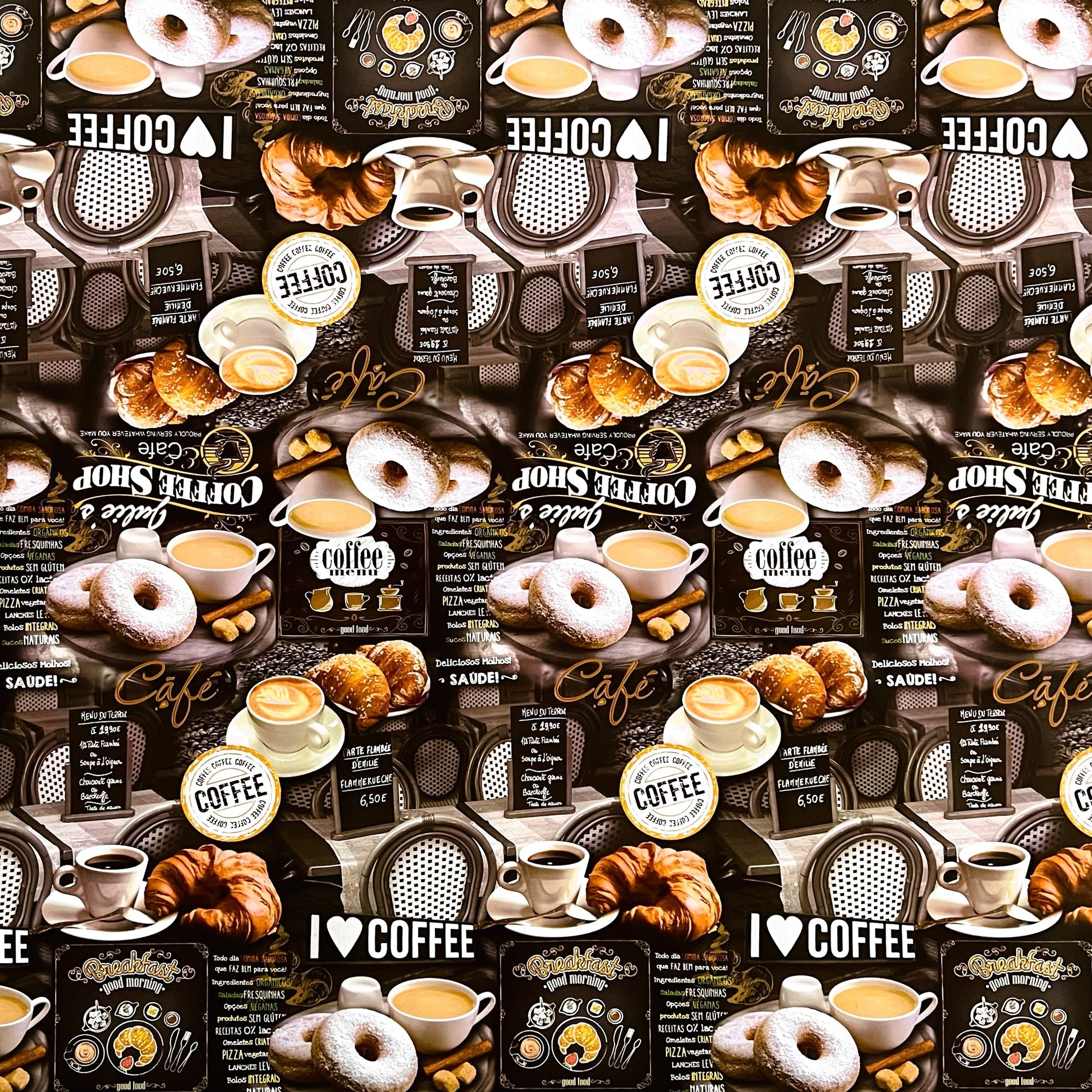 Wachstuchtischdecke Kaffee Küche Donouts braun