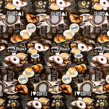 Wachstuchtischdecke Kaffee Küche Donouts braun