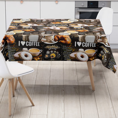 Wachstuchtischdecke Kaffee Küche Donouts braun