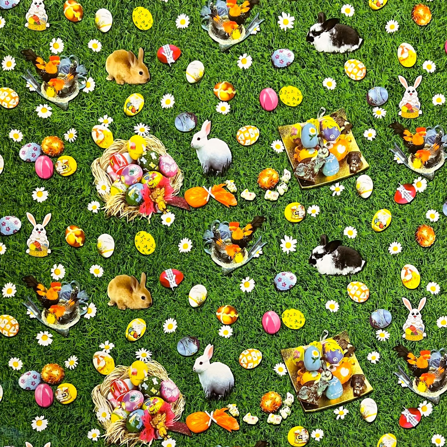 Oilcloth tablecloth sold by the meter 01301-00 Easter Easter Bunny Tulips square round oval