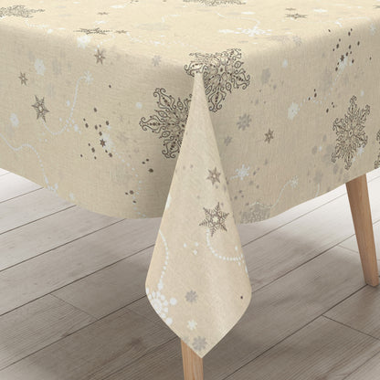 Oilcloth tablecloth embossed Christmas Scandinavia beige KE00820 square round oval