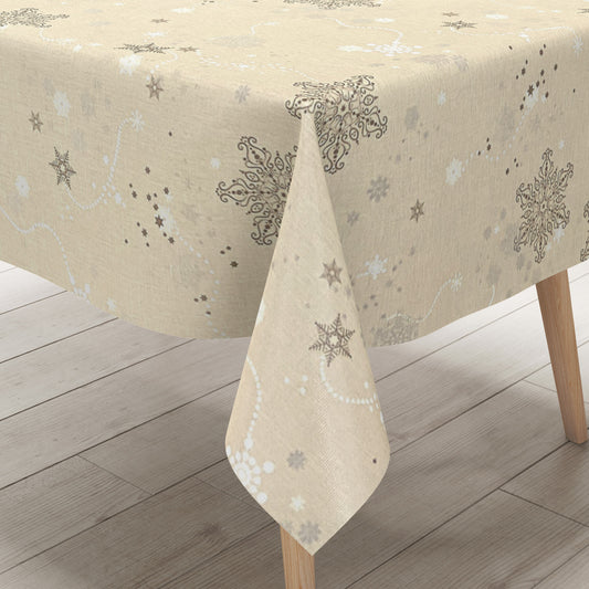 Wachstuch Tischdecke geprägt Weihnachten Skandinavien beige KE00820 eckig rund oval