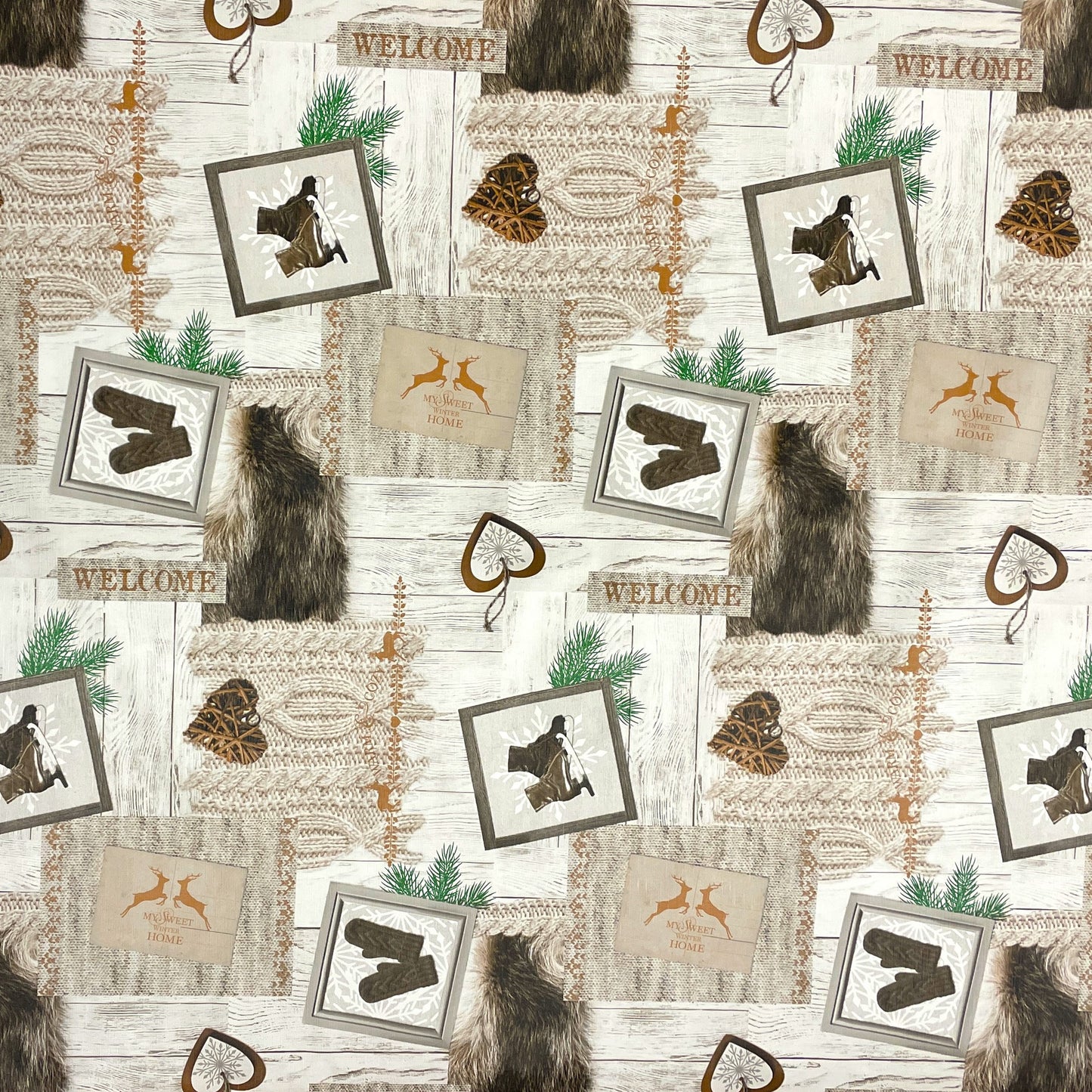 Oilcloth tablecloth embossed Christmas KE04710 reindeer MY SWEET HOME square round oval