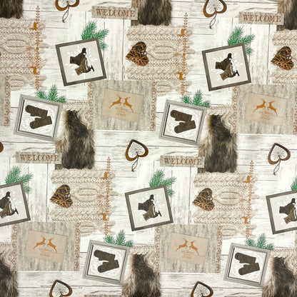 Oilcloth tablecloth embossed Christmas KE04710 reindeer MY SWEET HOME square round oval