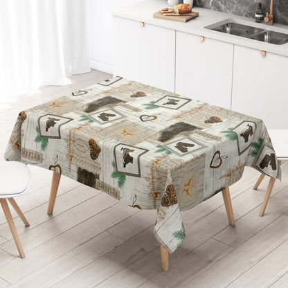 Oilcloth tablecloth embossed Christmas KE04710 reindeer MY SWEET HOME square round oval
