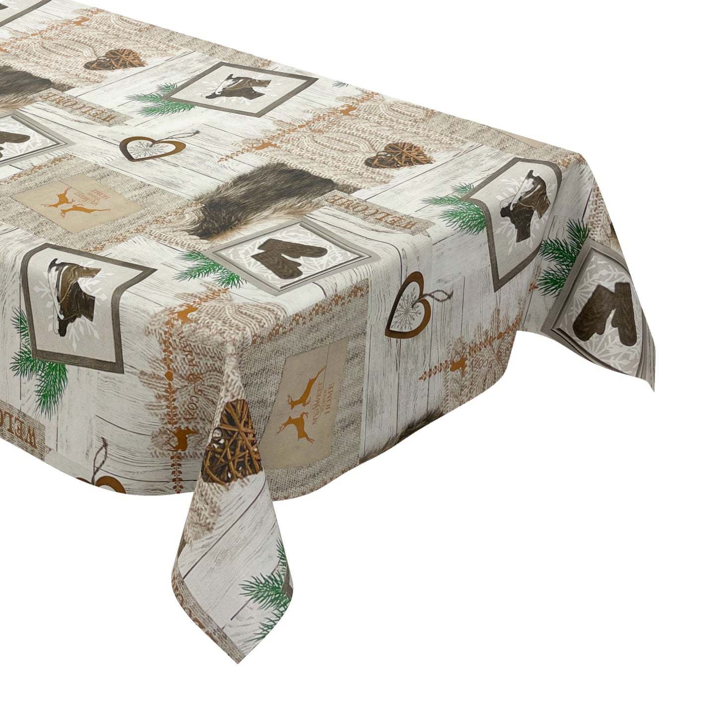 Oilcloth tablecloth embossed Christmas KE04710 reindeer MY SWEET HOME square round oval
