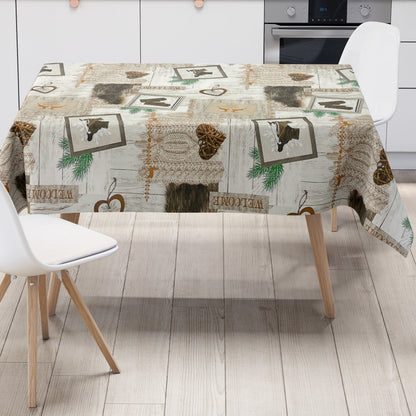 Oilcloth tablecloth embossed Christmas KE04710 reindeer MY SWEET HOME square round oval