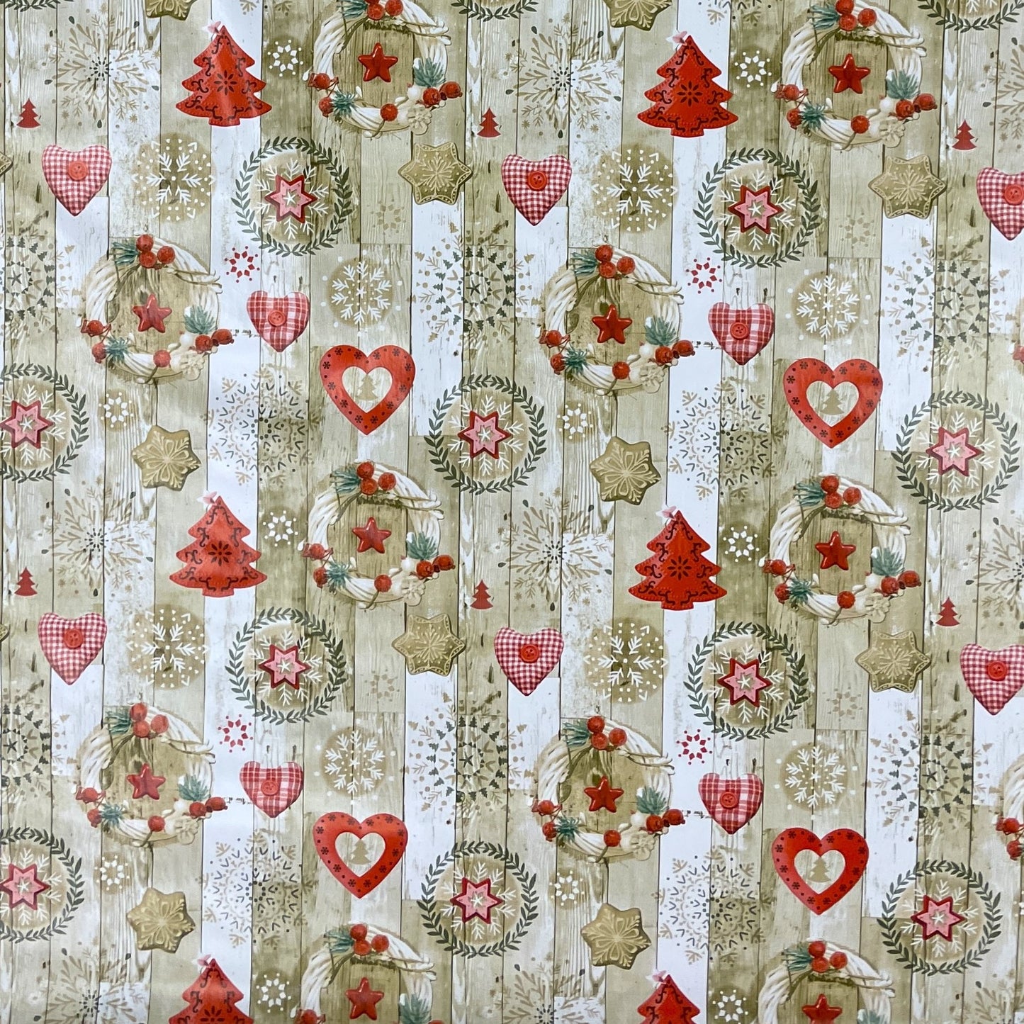 KEVKUS nappe cirée Noël KE37810 bois rouge flocon de neige carré rond ovale