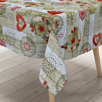 KEVKUS nappe cirée Noël KE37810 bois rouge flocon de neige carré rond ovale