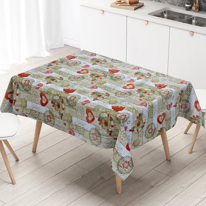 KEVKUS nappe cirée Noël KE37810 bois rouge flocon de neige carré rond ovale