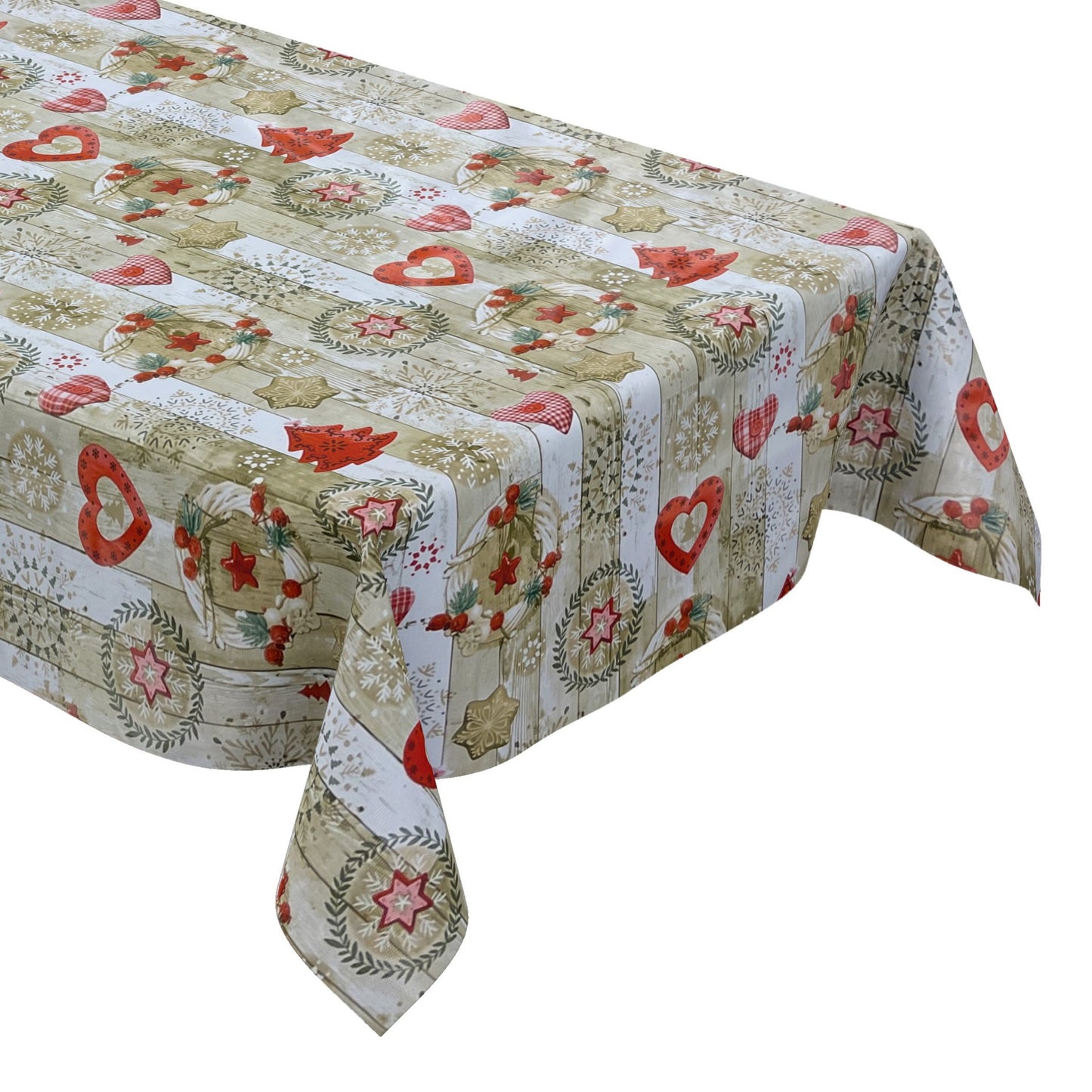KEVKUS nappe cirée Noël KE37810 bois rouge flocon de neige carré rond ovale
