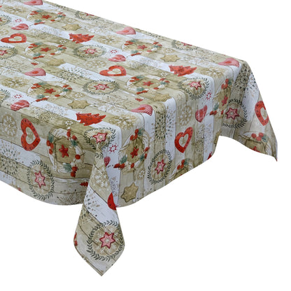 KEVKUS nappe cirée Noël KE37810 bois rouge flocon de neige carré rond ovale