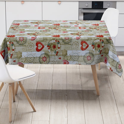 KEVKUS nappe cirée Noël KE37810 bois rouge flocon de neige carré rond ovale