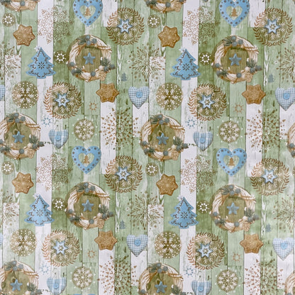 KEVKUS oilcloth tablecloth Christmas KE37820 wood green snowflake square round oval