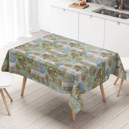 KEVKUS oilcloth tablecloth Christmas KE37820 wood green snowflake square round oval