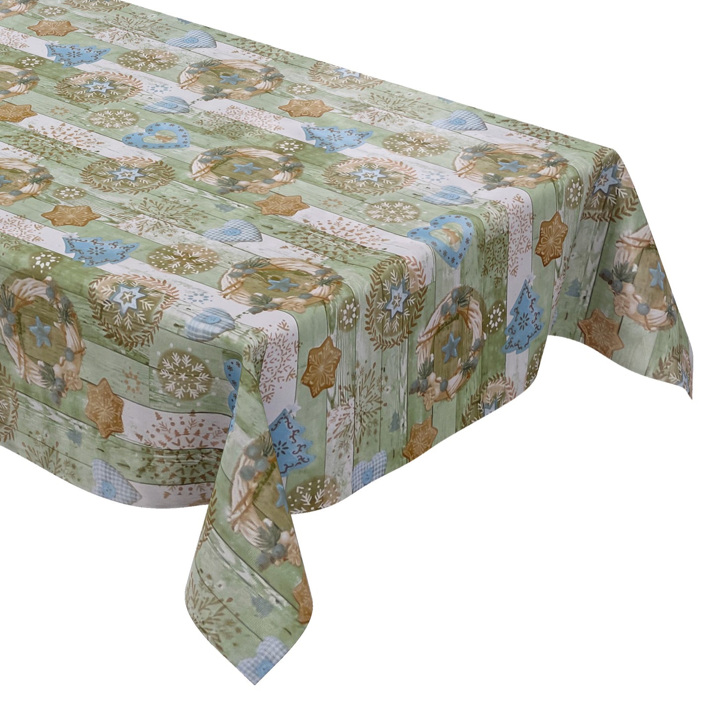 KEVKUS oilcloth tablecloth Christmas KE37820 wood green snowflake square round oval