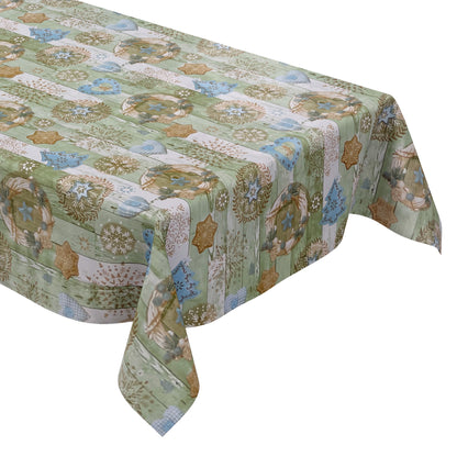KEVKUS oilcloth tablecloth Christmas KE37820 wood green snowflake square round oval