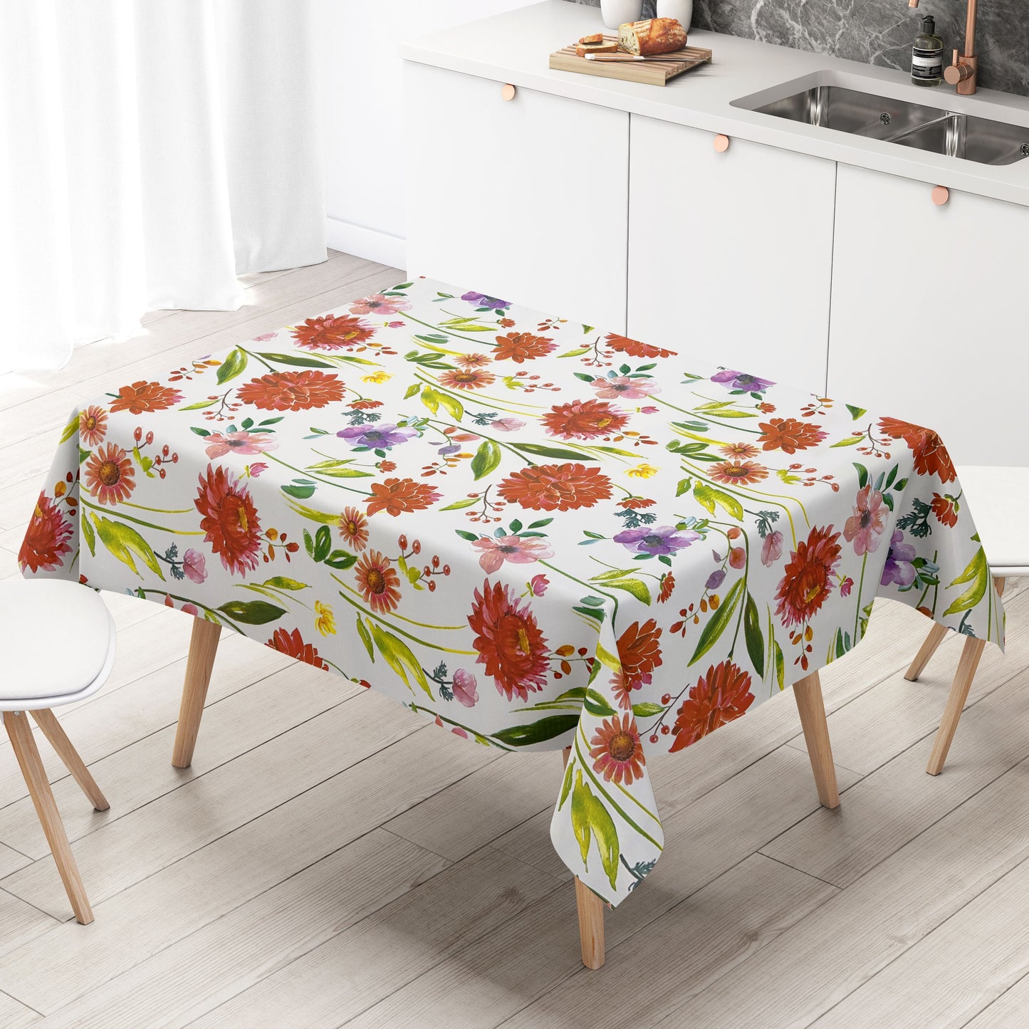 abwaschbare Wachstuch tischdecke bunte blüten blumen eckig rund oval kaufen kevkus