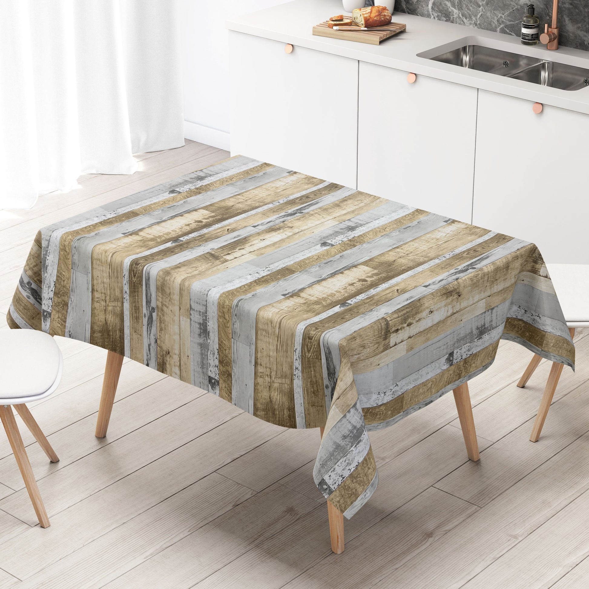 Wachstuchtischdecke PVC Holz Dielen Ski eckig rund oval kaufen kevkus