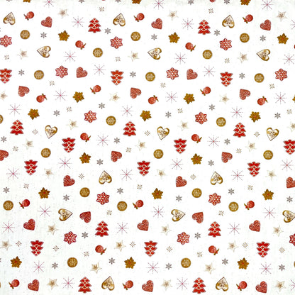Nappe en toile cirée gaufrée Noël KE42410 pain d'épices coeurs rouges carré rond ovale