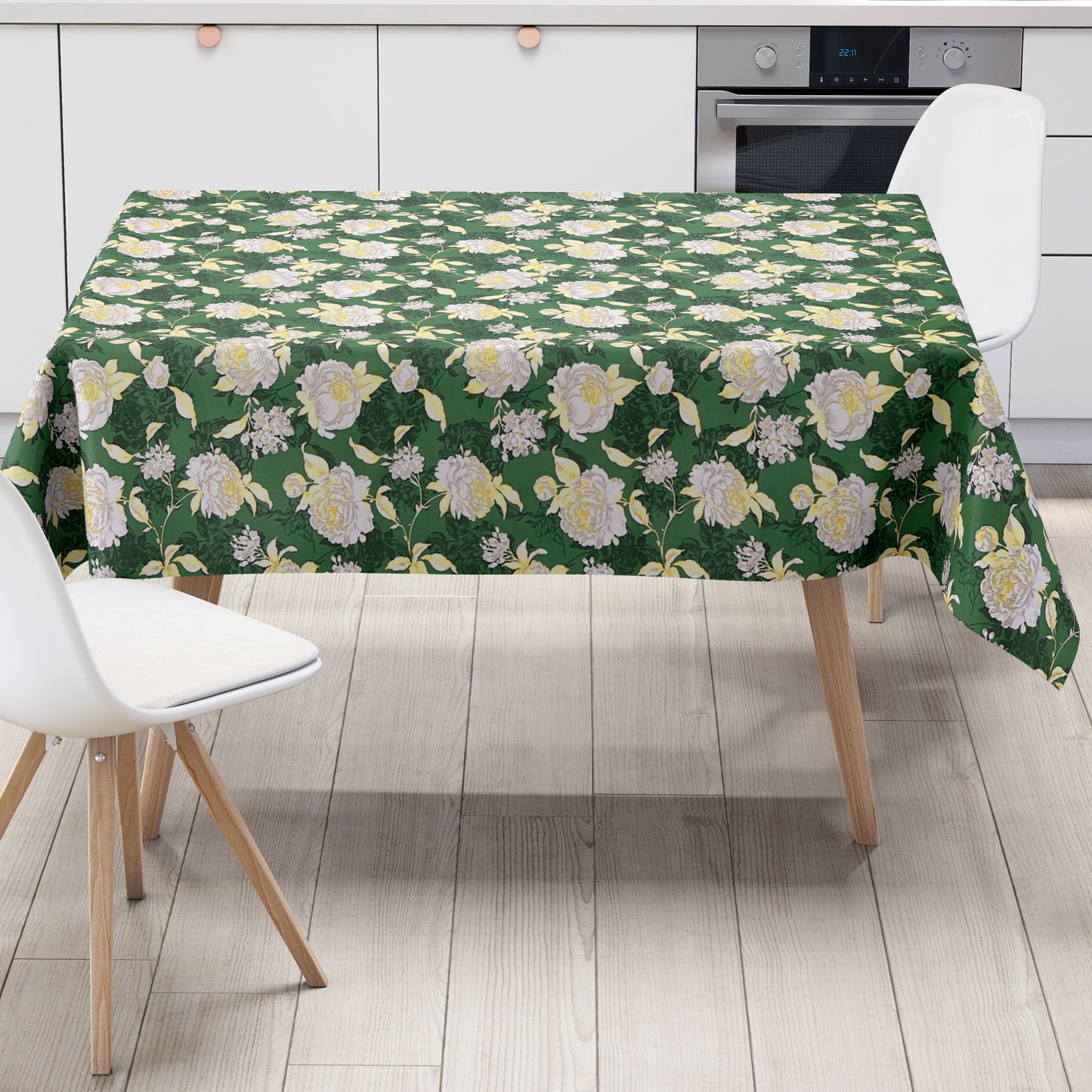 abwaschbare Wachstuch Tischdecke Rosen Blumen Blüten grün eckig rund oval kaufen