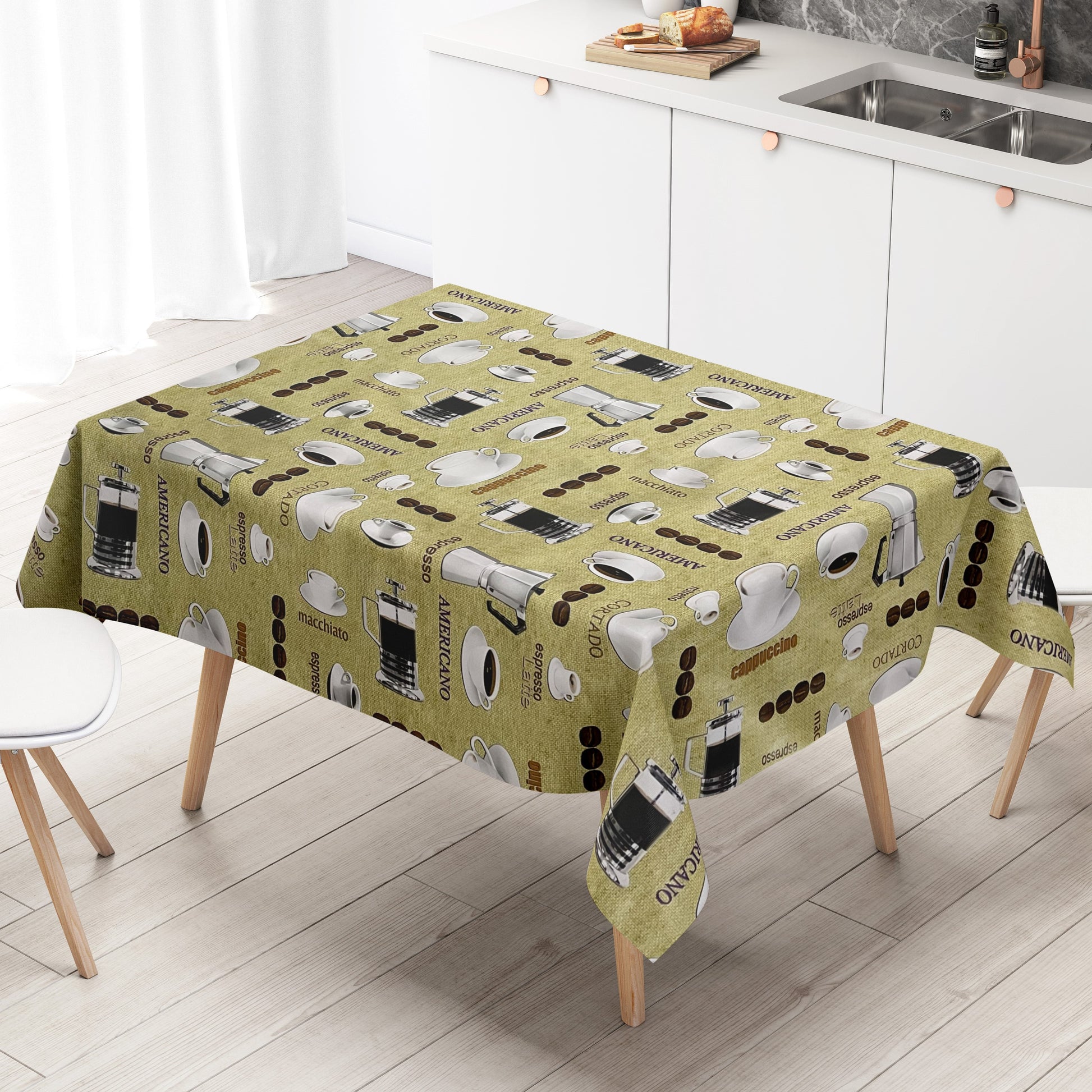 abwaschbare Wachstuch Tischdecke Kaffee Küche grün 