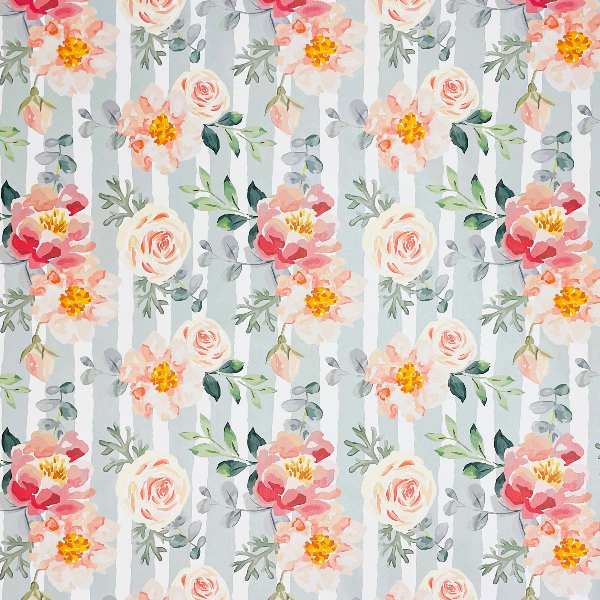 abwaschbare PVC Tischdecke Wachstuch Rosen gestreift Blüten