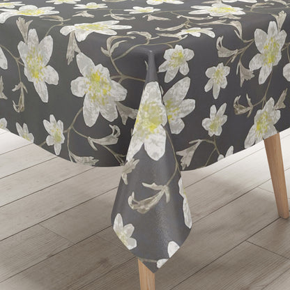 wachstuchshop24pro.com Wachtuchtischdecke Blumen Blüten Sommer grau