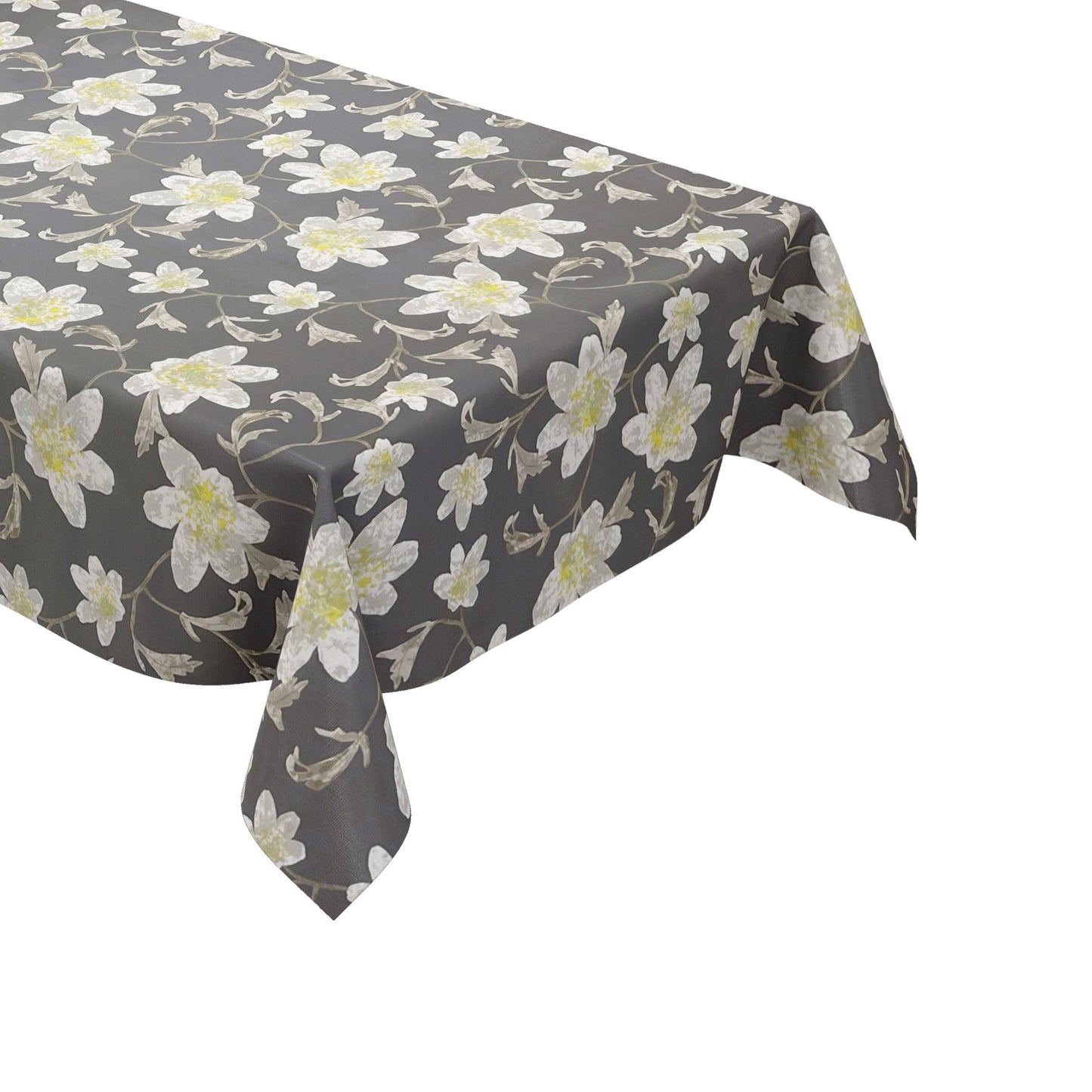 wachstuchshop24pro.com Wachtuchtischdecke Blumen Blüten Sommer grau