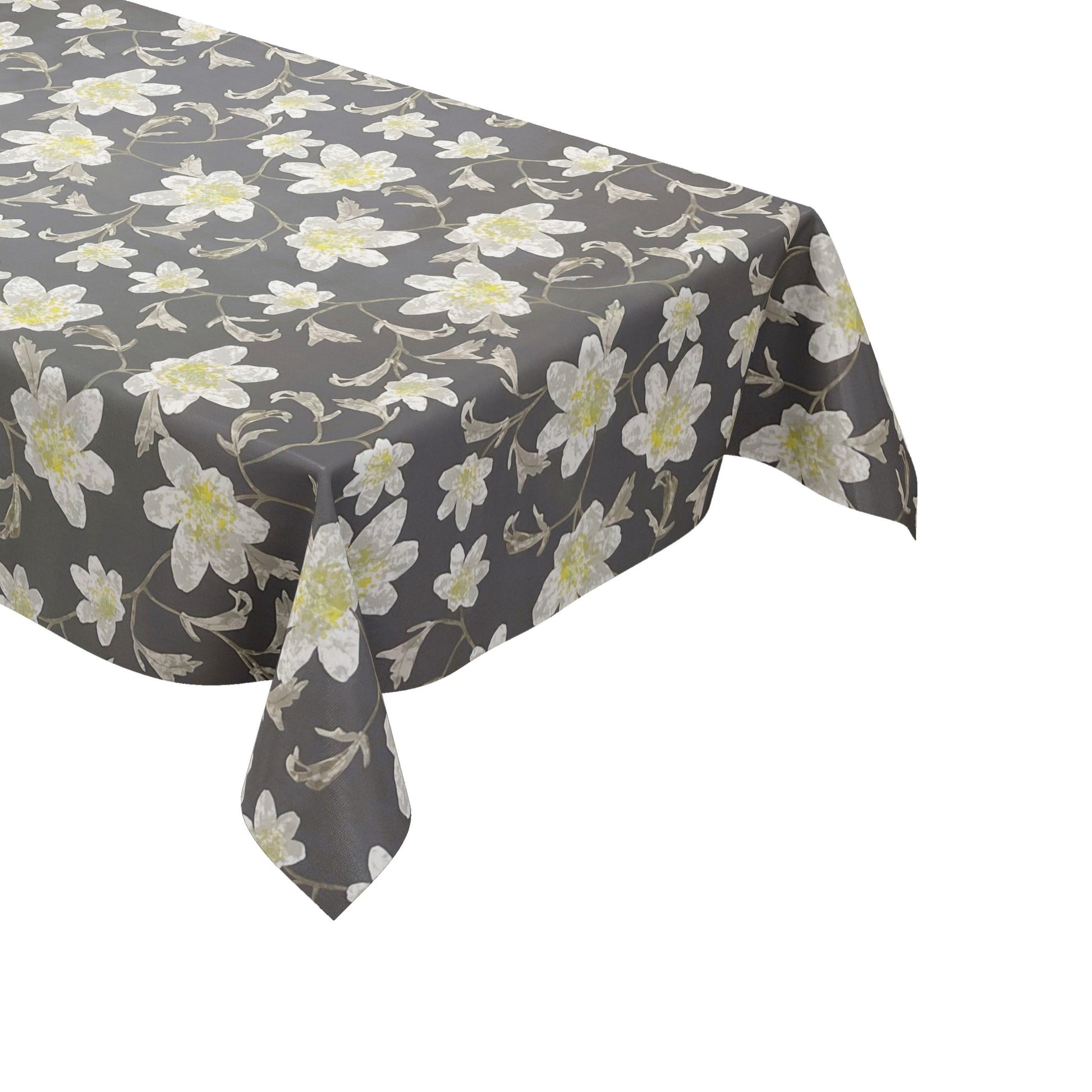 wachstuchshop24pro.com Wachtuchtischdecke Blumen Blüten Sommer grau