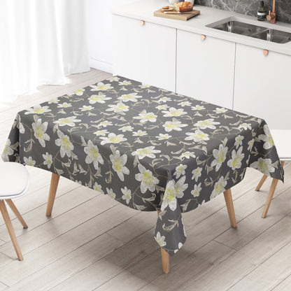 wachstuchshop24pro.com Wachtuchtischdecke Blumen Blüten Sommer grau