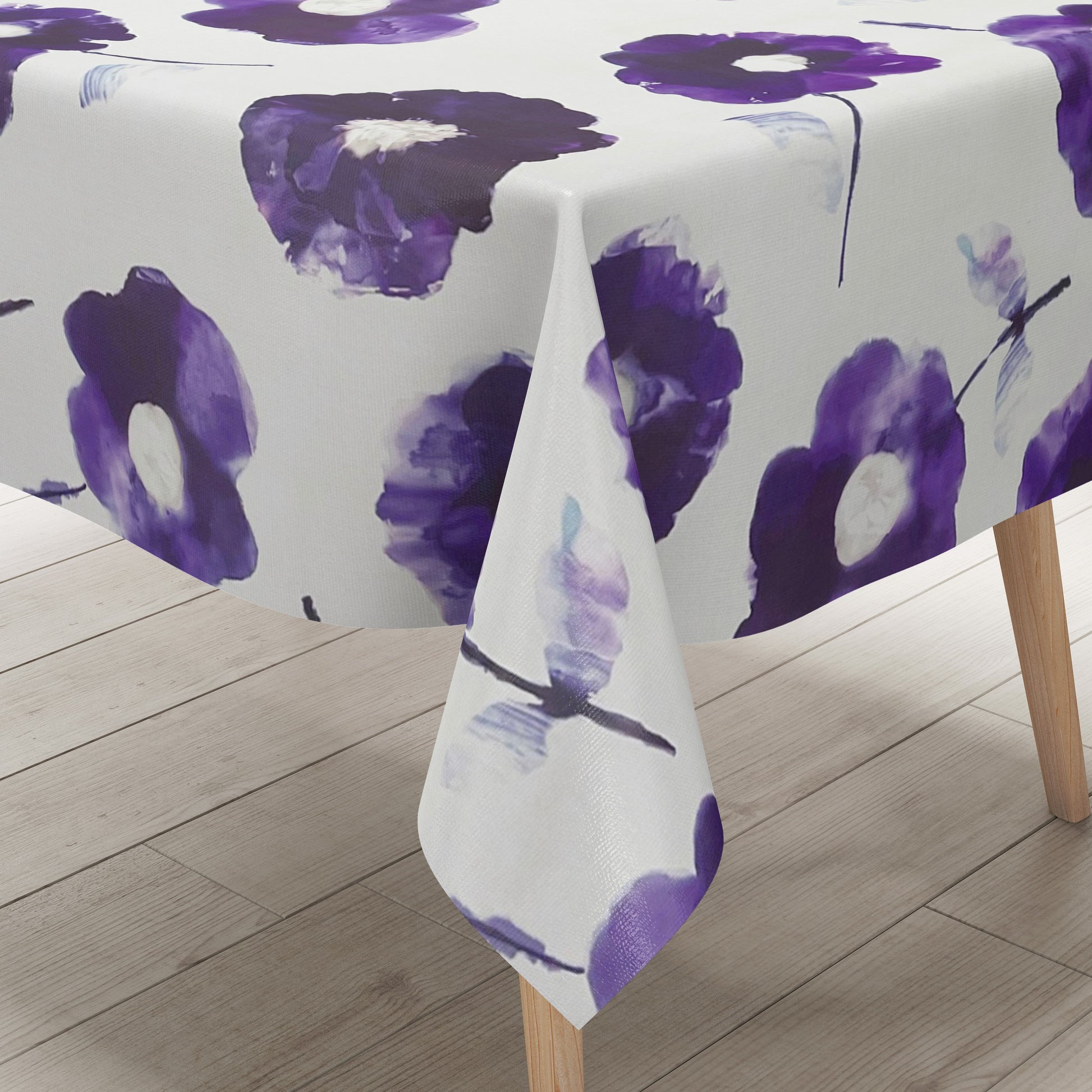 Wachstuchtischdecke geprägt Anemone lila Blumen Blüten kevkus
