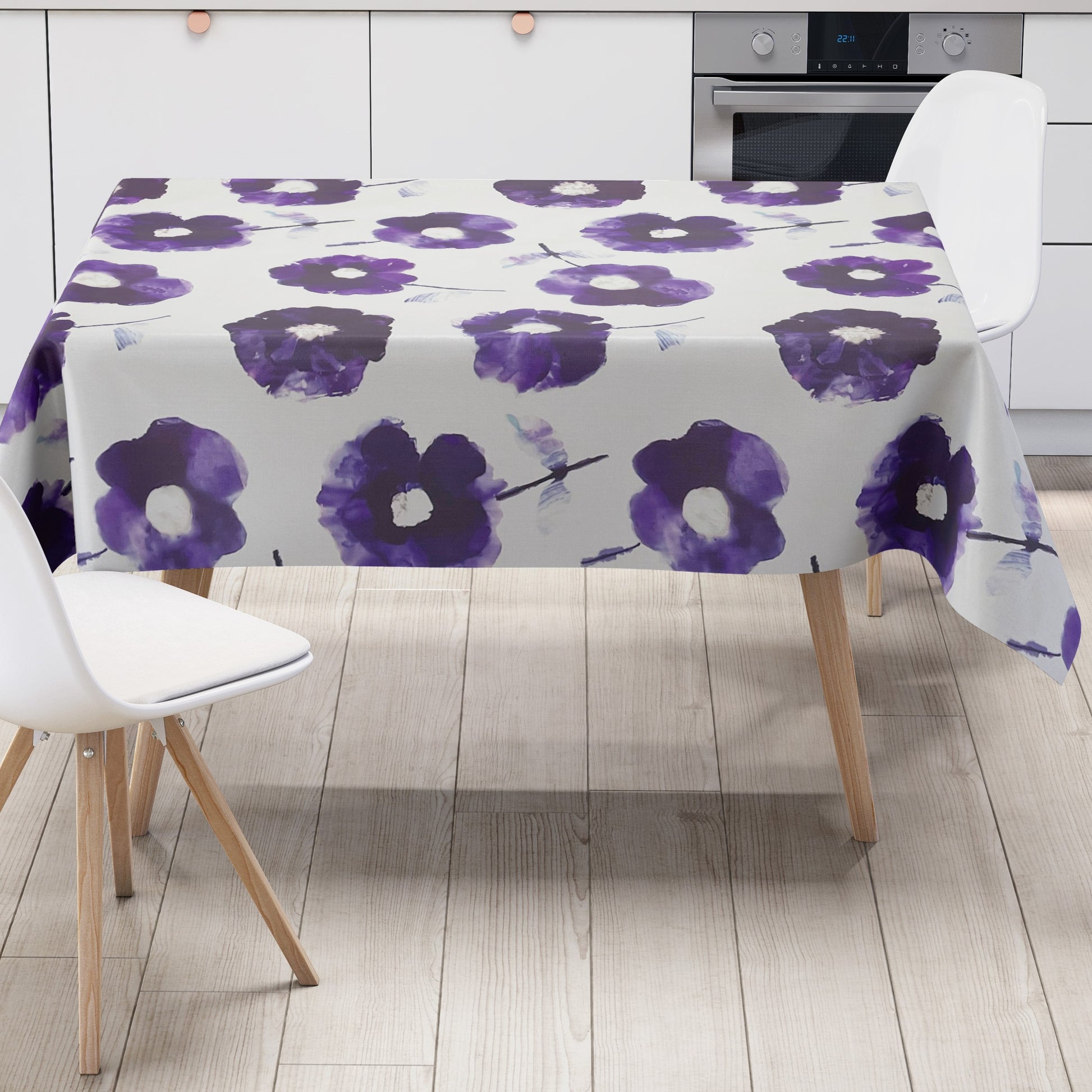 Wachstuchtischdecke geprägt Anemone lila Blumen Blüten kevkus