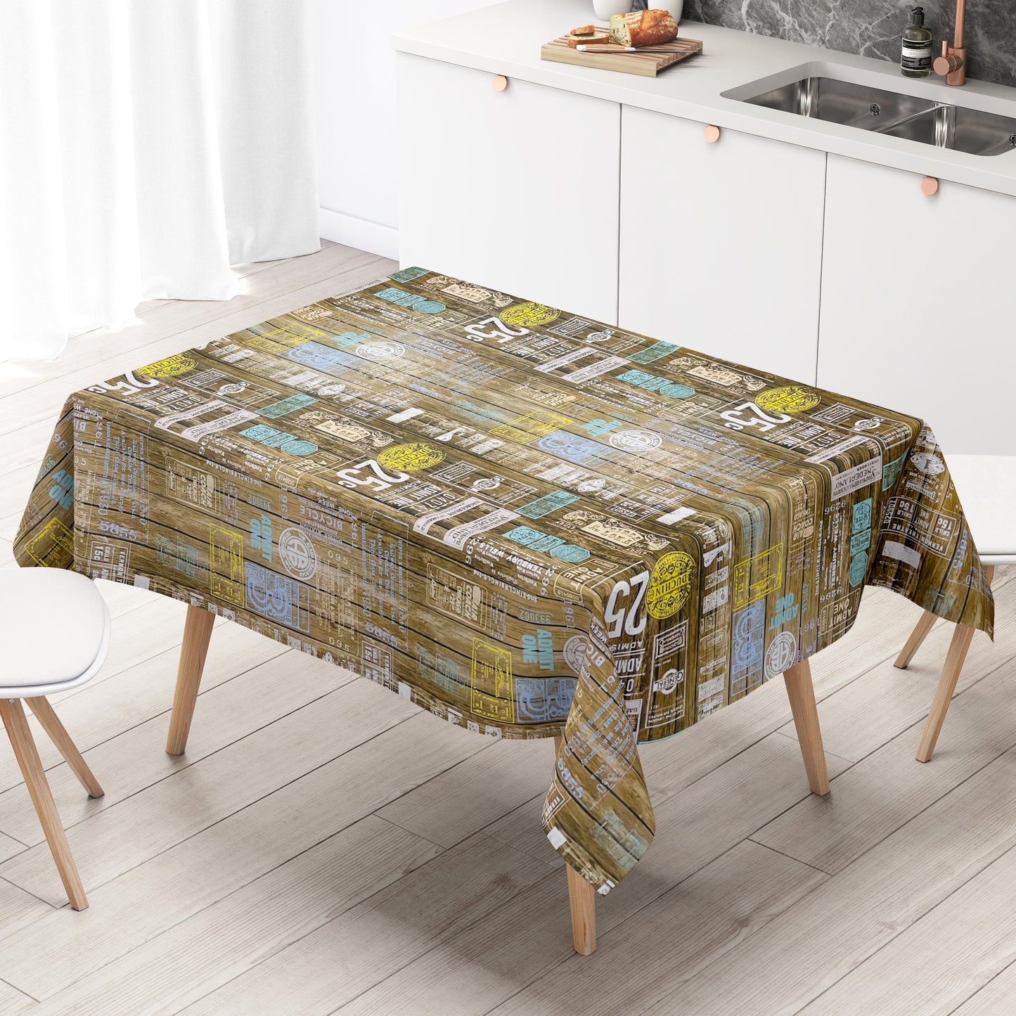 Wachstuch Tischdecke Holz Loft Industrial Style
